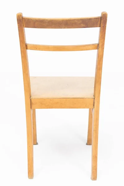 Wooden chair from turn of 70s and 80s from previous century in brown color. Polish design and production. Rear view — Stock Photo, Image