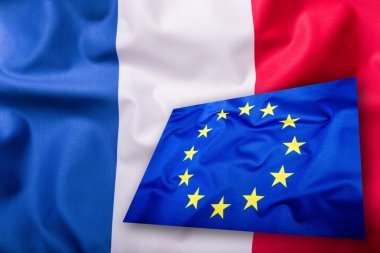 Frexit. Fransa AB Avrupa Birliği'nden çıkın. Fransa bayrağı AB bayrağı
