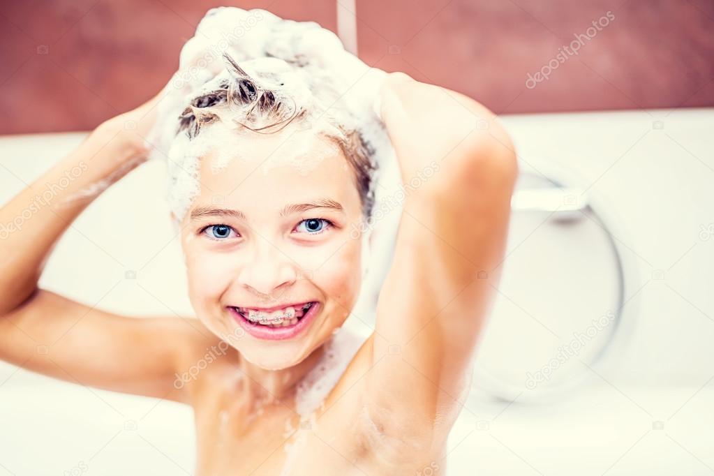 Teen girl hair washing instructions