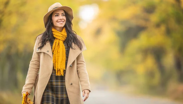 Otoño Paseo Por Una Mujer Naturaleza Colorida —  Fotos de Stock