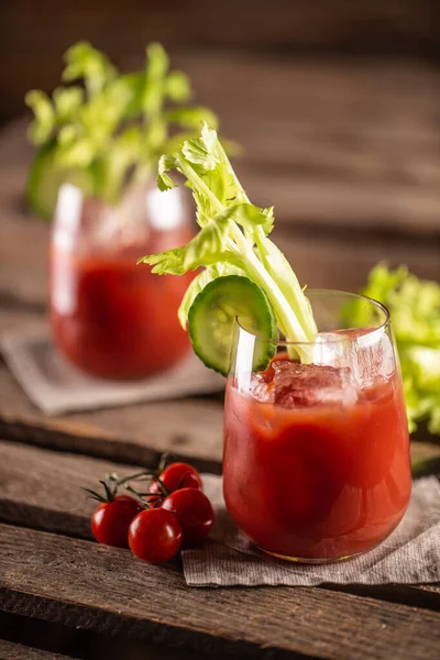 Bloody Virgin Mary Cocktail Served Cup Celery Sticks Cherry Tomatoes — Stock Photo, Image