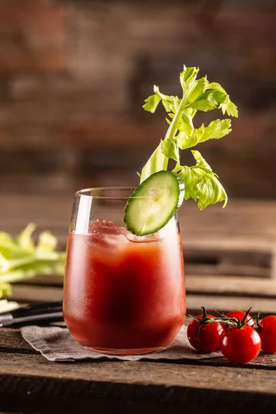 Klasická Bloody Mary Nebo Virgin Mary Vodka Koktejl Poháru Jako — Stock fotografie