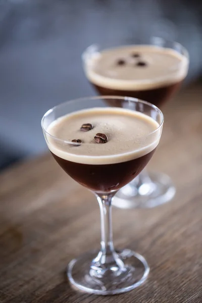 Espresso Martini Vodka Krátký Nápoj Jako Kávový Koktejl Kávovým Likérem — Stock fotografie