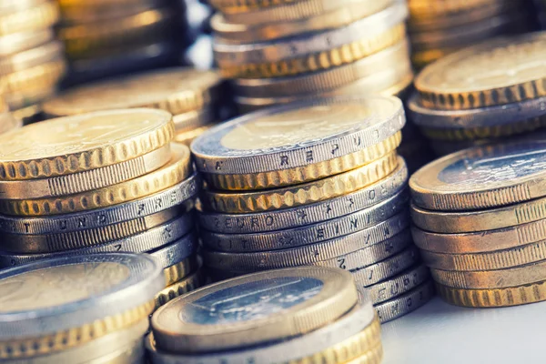 Euro Coins Pile Other Coins Background Macro — Stock Photo, Image