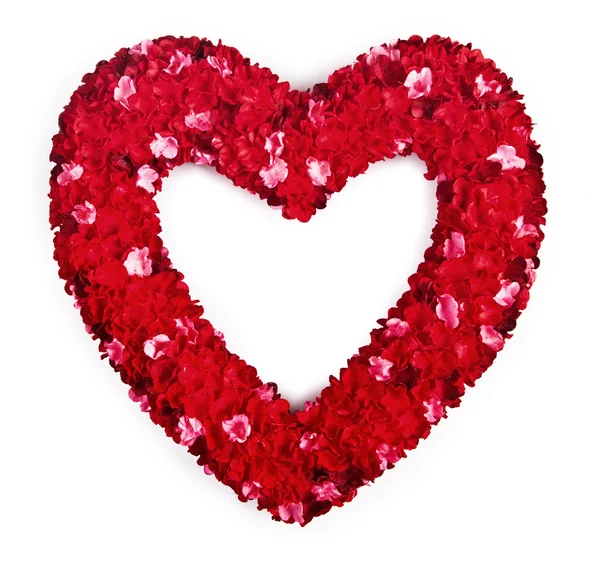 Heart shaped bouquet of red flowers — Stock Photo, Image