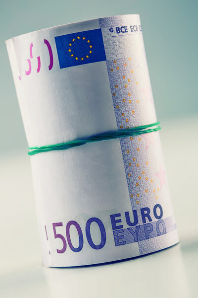 Rolled euro banknotes several thousand.Free space for your economic information