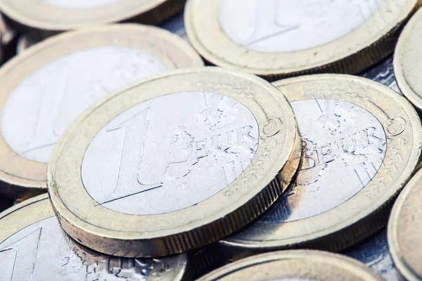 Euro coins. Euro money. Euro currency.Coins stacked on each other in different positions. — Stock Photo, Image