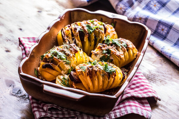 Potato.Roasts potatoes. Home cooking roasts potatoes.