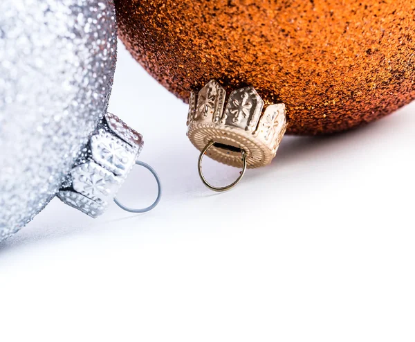 Multi colored christmas balls on white background. — Stock Photo, Image