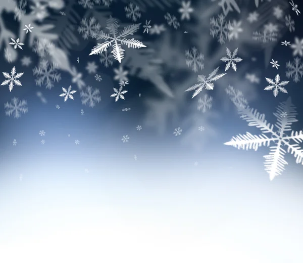 Weihnachtszeit. Weihnachten abstrakten Hintergrund. Schneeflocken am blauen, abstrakten Himmel. — Stockfoto