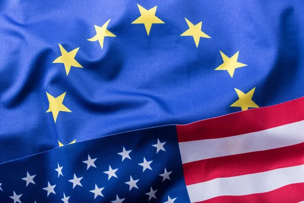 EU en de VS. Vlag van de euro en Usa vlag — Stockfoto
