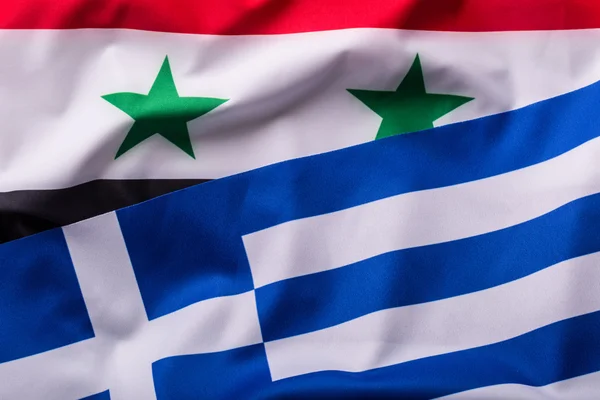 Greece and Syria. Greece flag and syria flag