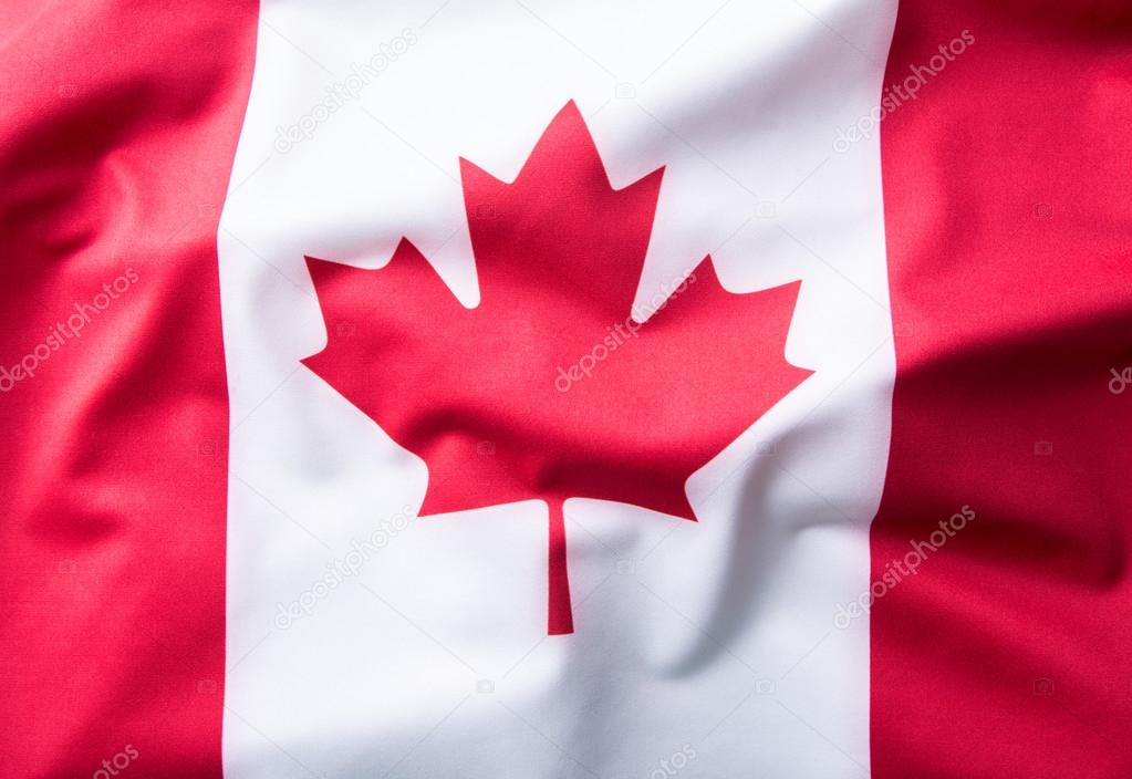 Close up shot of wavy Canadian flag
