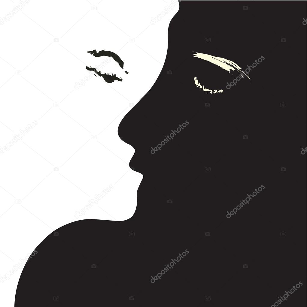 Stylised design with Man and woman kissing