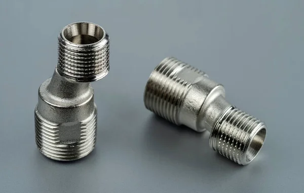 Two Eccentric Connector Male Male Steel Eccentric Mixer Adapter Faucet — Stockfoto