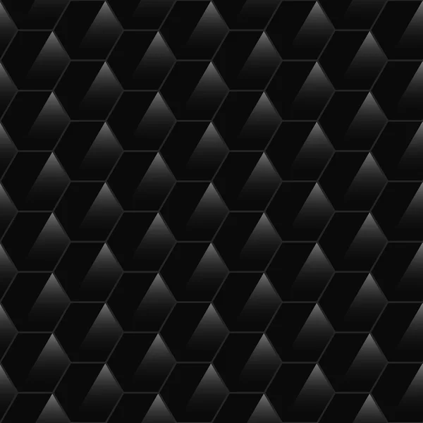 シームレスな黒い六角形のテクスチャ — ストックベクタ
