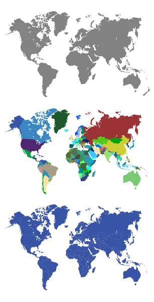 Mapas del mundo con países — Vector de stock