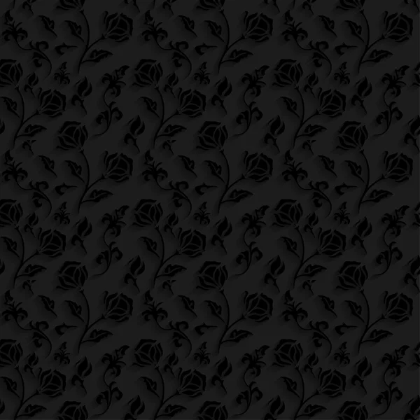 Patrón floral negro — Archivo Imágenes Vectoriales