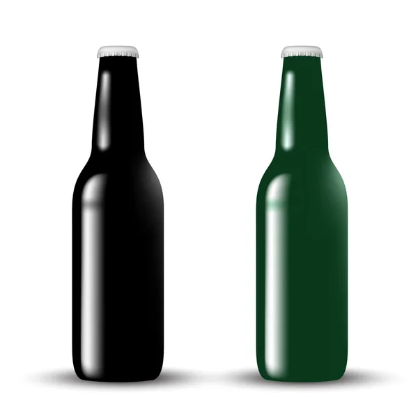 Bouteilles de bière noires et vertes — Image vectorielle