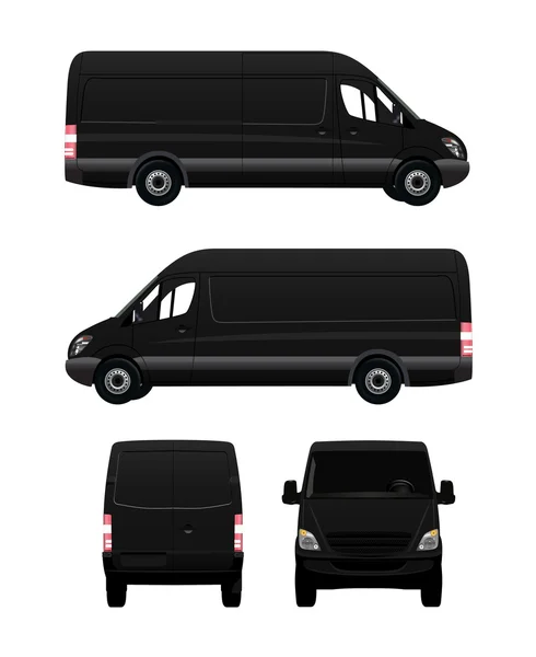 Black Cargo Van — Stok Vektör