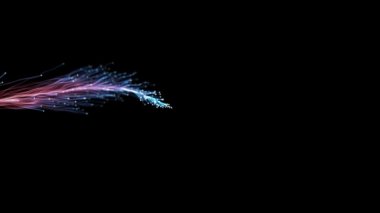 Siyah Arkaplan Üzerinde Soyut Optik Fiberler Parçacıkları Akış Hareketi Elementi