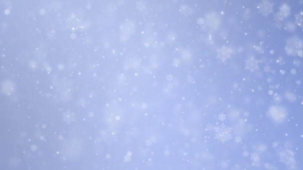 クリーンなミニマルクリスマス背景雪の結晶と粒子とループ運動グラフィックス — ストック動画