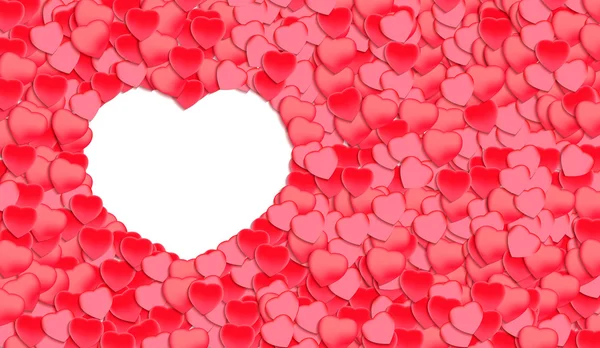 Corazones de pétalos esparcidos para hacer corazón vacío — Archivo Imágenes Vectoriales