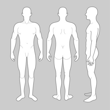 Üç açılardan erkek vücut