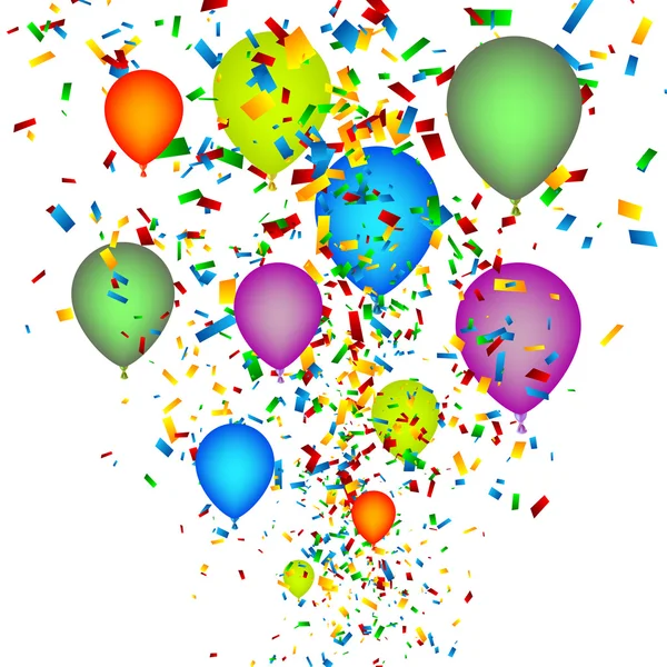 Confetti con globos de fondo — Vector de stock