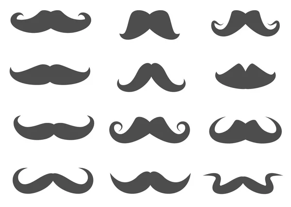 Black Moustaches Set — Stock Vector