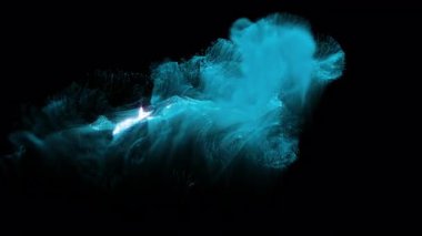 Akışkan parlak fiber duman parçacıkları patlama akışı - logo veya metin için geçiş ögesini göster veya göster