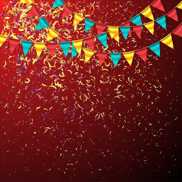 Fundo de aniversário com guirlandas Bunting — Vetor de Stock