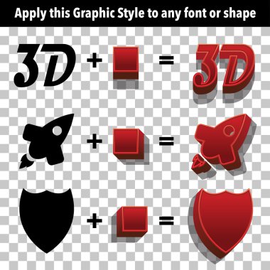 Kırmızı Illustrator için 3d grafik stilleri