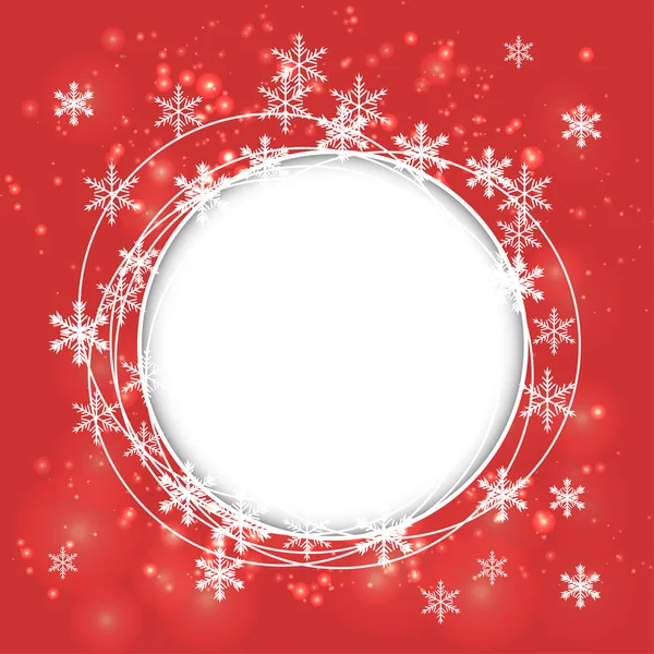 Fondo rojo de Navidad con copos de nieve — Vector de stock