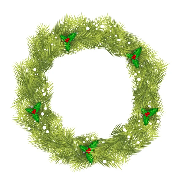 Christmas Wreath with Snowflakes and Mistletoe — Stock Vector