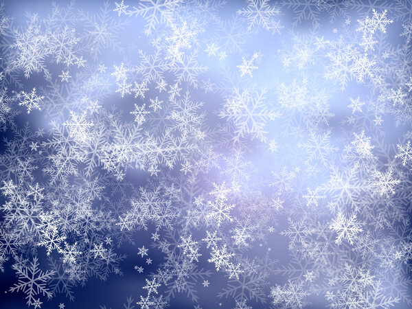 Синий зимний фон со снежинками