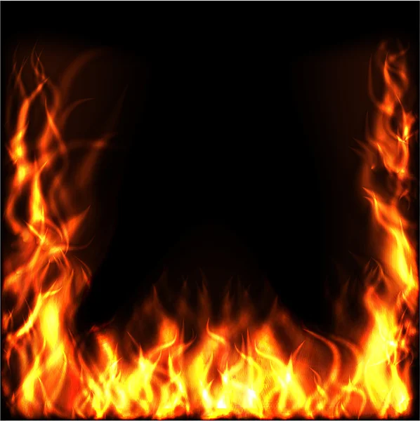 Eld över svart bakgrund — Stock vektor