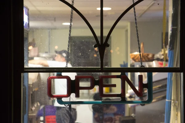 Open signs in chicago fast food — Stock Photo, Image