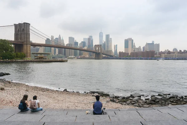 New York City Abd Ağustos 2019 Nsanlar Brooklyn Köprüsü Brooklyn — Stok fotoğraf