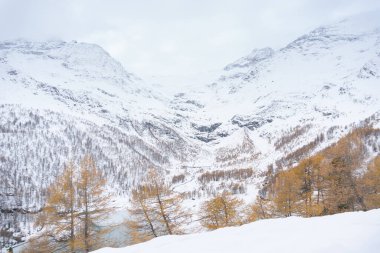 Bulutlu bir günde Alp Grum 'un kırmızı tren yolu boyunca uzanan manzara..