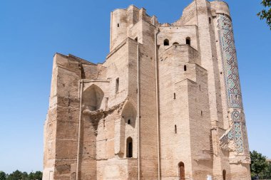 Shahrisabz, Özbekistan-Ağustos 14, 2023: Sahtekarın kalıntılarının kenar görüntüsü