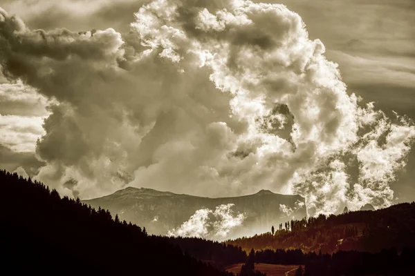 Thunderstorm Formasjonen Toppen Highland Sciliar Dolomites Italienske Alper – stockfoto