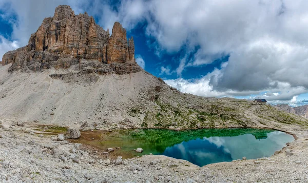 Lac Pisciadu Dans Groupe Sella Dolomites — Photo