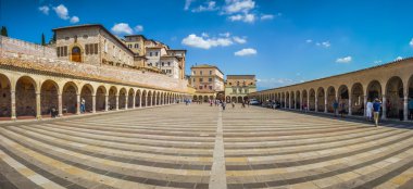 Lower Plaza near famous Basilica St. Francis of Assisi, Italy clipart