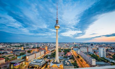 Berlin skyline with TV tower at twilight, Germany clipart