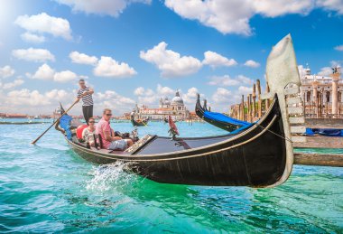 Gondol üzerinde Canal Grande, Venice, İtalya