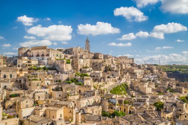 Antik şehir Matera (Sassi di Matera) gündoğumu, Basilicata, İtalya