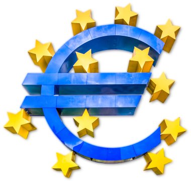 3D euro imza izole üzerinde beyaz arka plan
