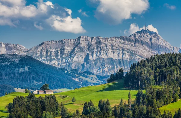 Idylická krajina v Alpách, Appenzellerland, Švýcarsko — Stock fotografie