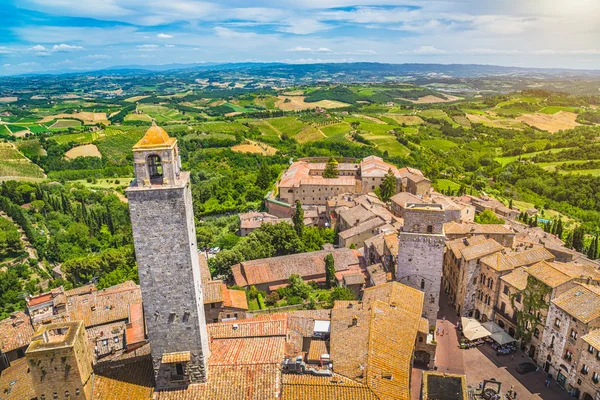 Középkori város, San Gimignano, Toszkána, Olaszország — Stock Fotó